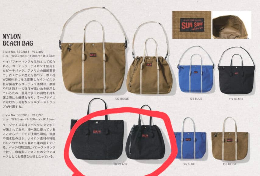 た*ん様 SUN SURF　NYLON BEACH BAG（SMALL） ブラッ