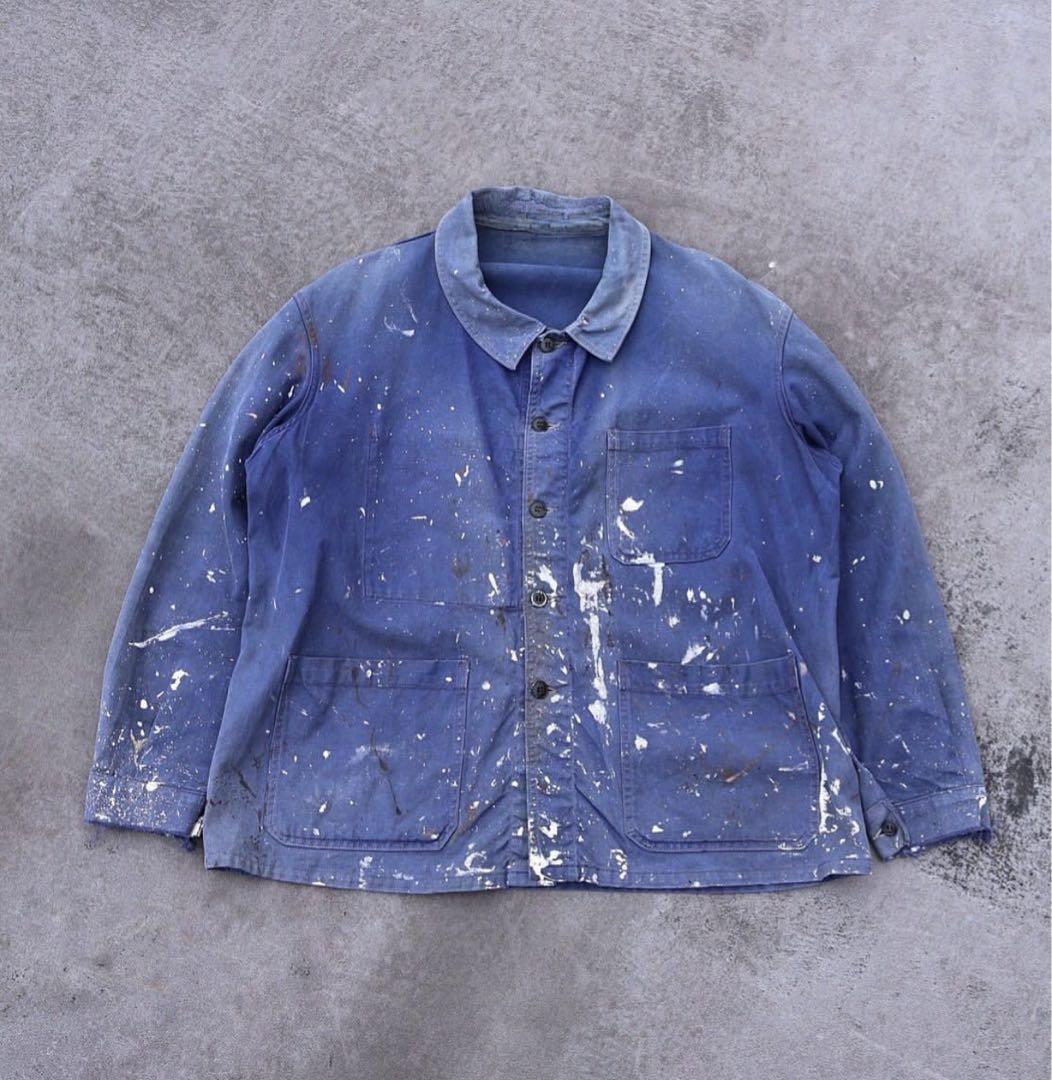フレンチヴィンテージ ペンキ飛び カバーオール ワークジャケット