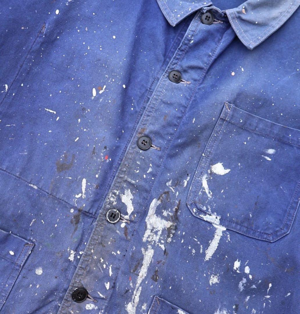 フレンチヴィンテージ ペンキ飛び カバーオール ワークジャケット