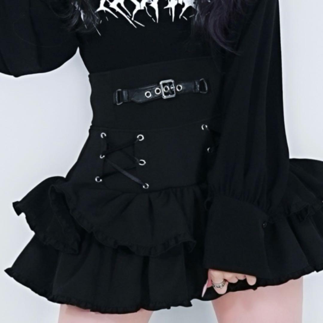 ハウスダストコラボ 　レースアップフリルミニスカート