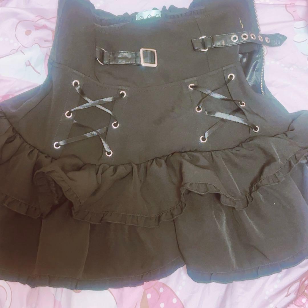 ハウスダストコラボ 　レースアップフリルミニスカート