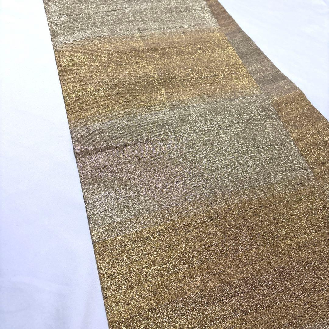 袋帯【桝屋高尾】ねん金綴錦 西陣織 正絹 全通柄 段霞紋 着物帯 金銀糸 共箱付