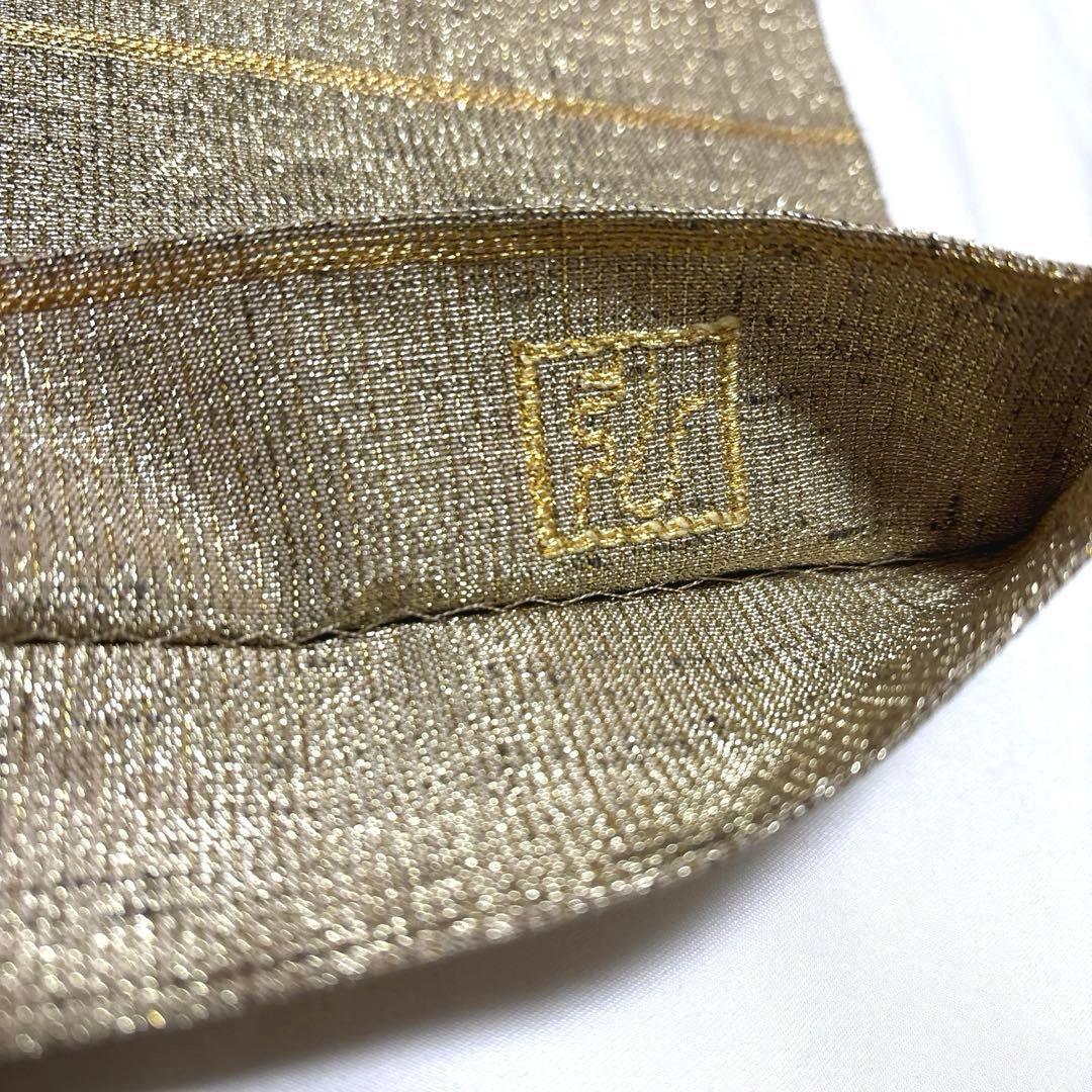 袋帯【桝屋高尾】ねん金綴錦 西陣織 正絹 全通柄 段霞紋 着物帯 金銀糸 共箱付