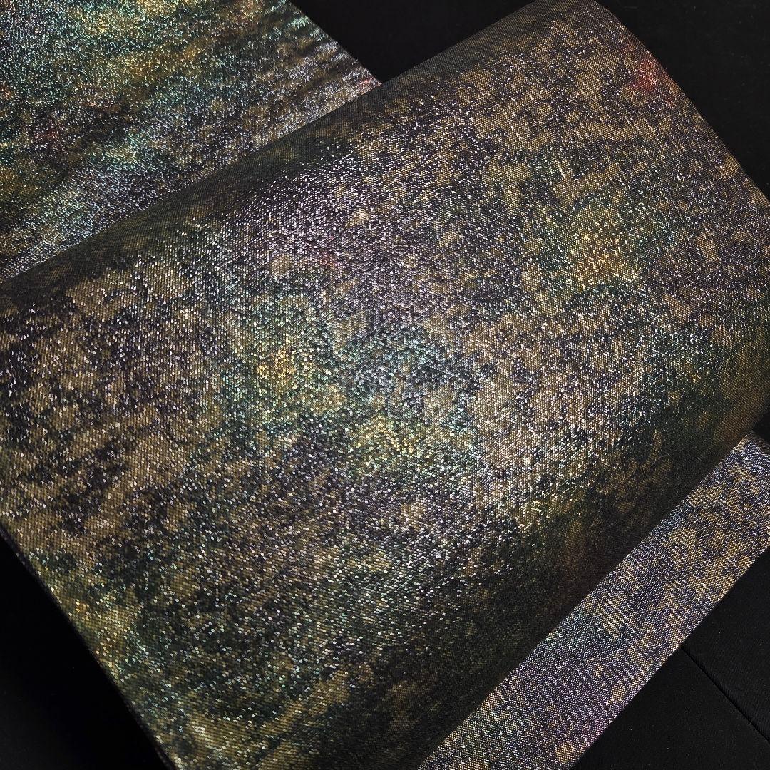 着物と帯京月花 m3741■お仕立て上がり/黒地ラクダ引箔西陣正絹袋帯/全通■