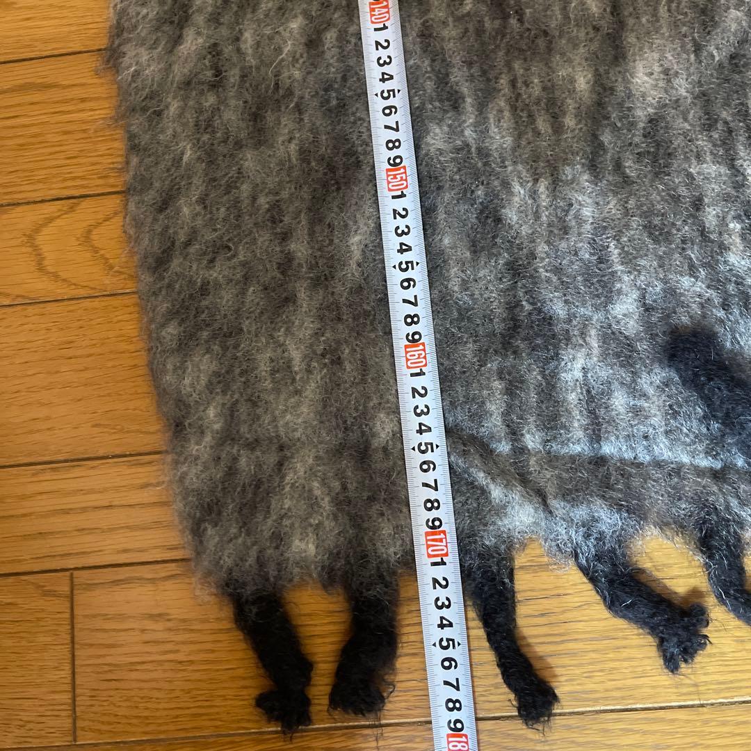 HERMES モヘアマフラー グレー系 フリンジ付き　ユニセックス