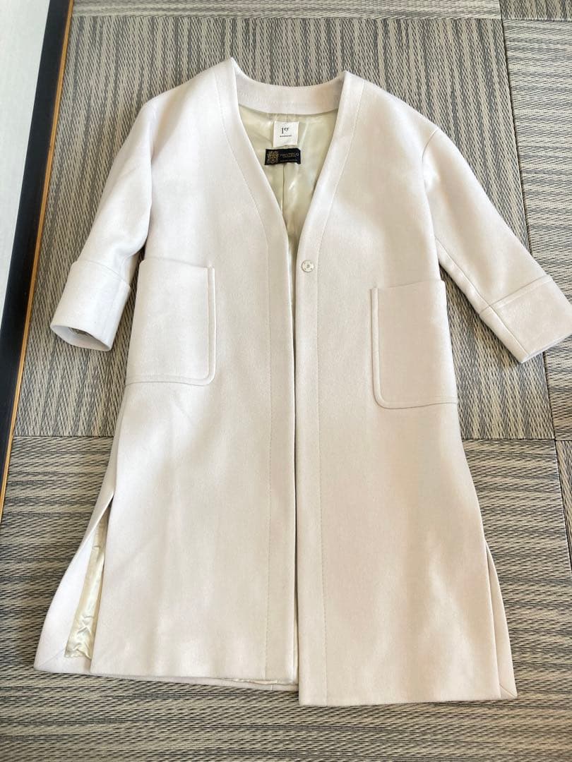 プルミエ　アロンディスモン✖️マンテコ　ノーカラー　ロングコートホワイト