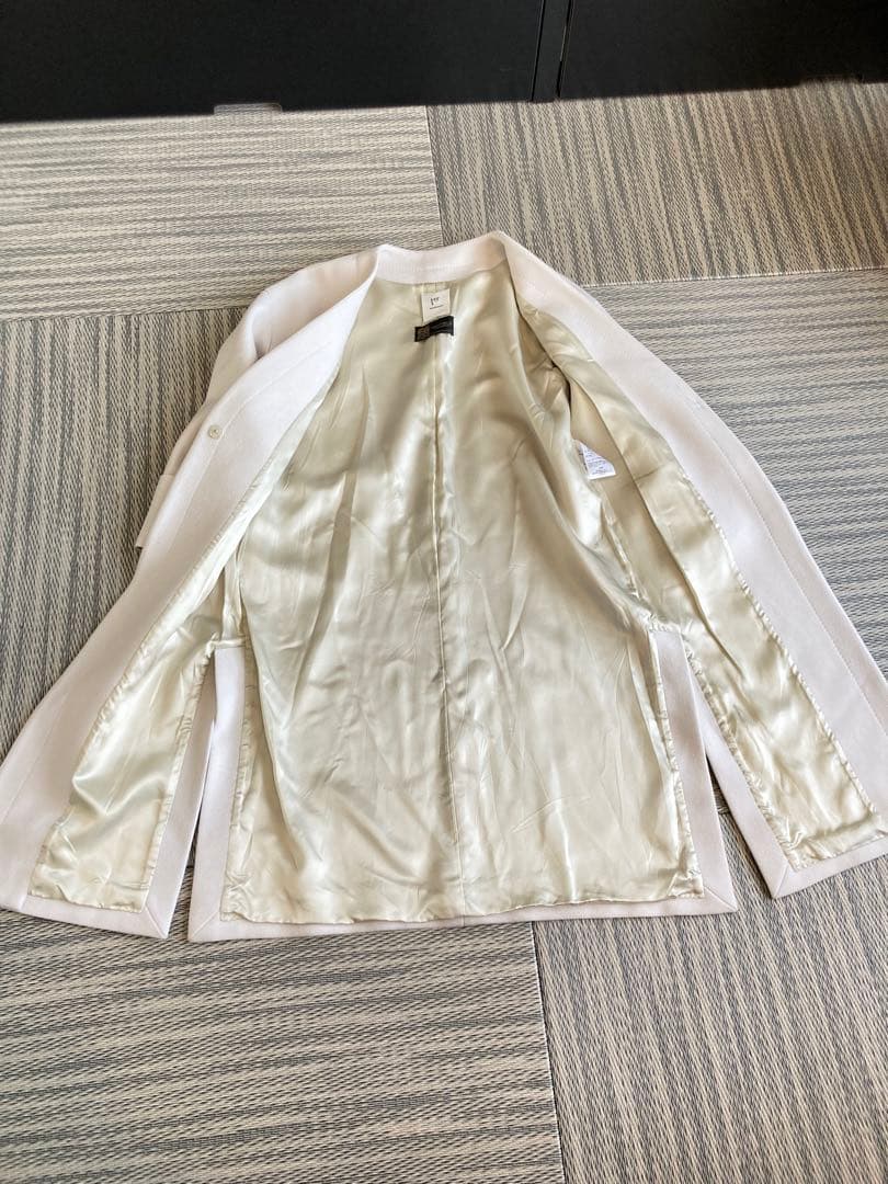 プルミエ　アロンディスモン✖️マンテコ　ノーカラー　ロングコートホワイト