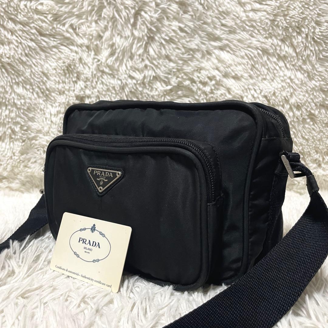 【良品】PRADA プラダ　カメラバッグ　ナイロン　ブラック　黒　レディース