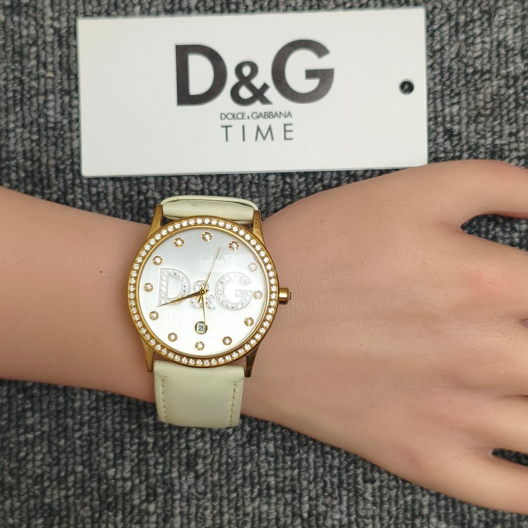 動作品 D&G TIME アナログ腕時計 ゴールド アイボリー　定価11万円