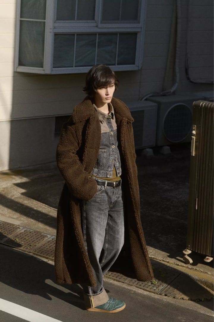 ZARA ボアロングコート ブラウン