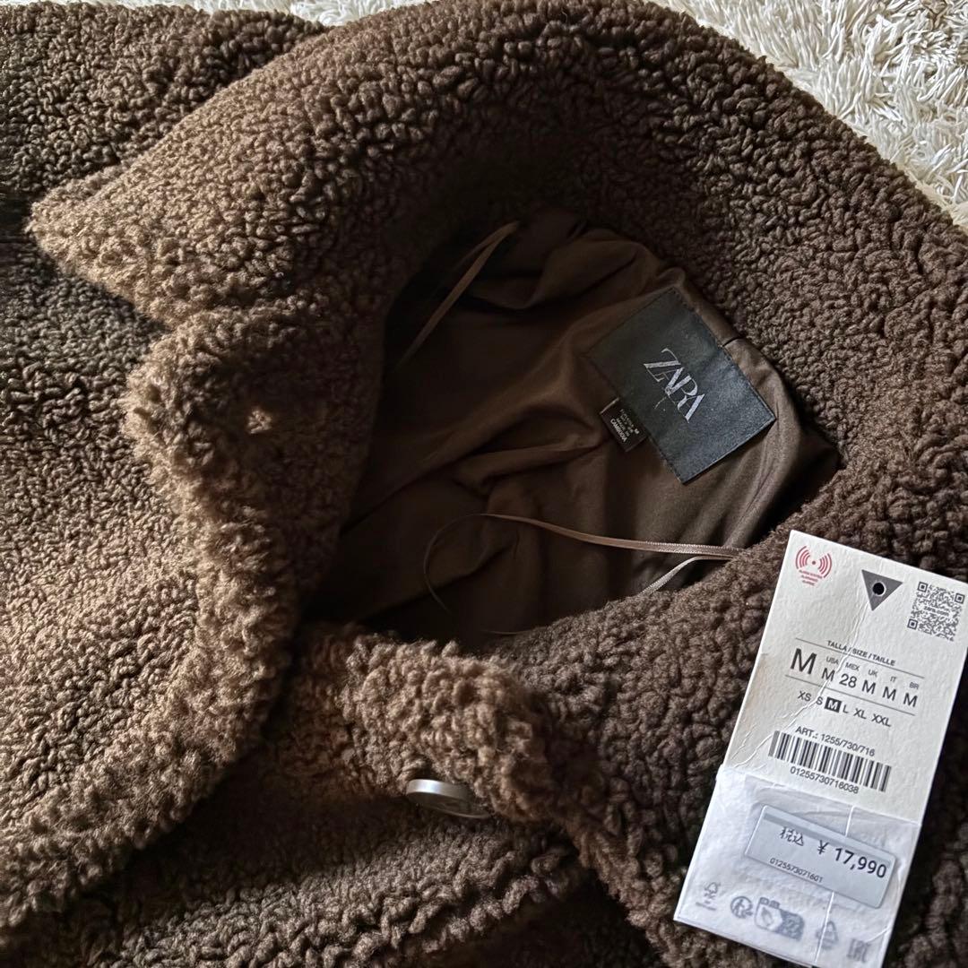ZARA ボアロングコート ブラウン