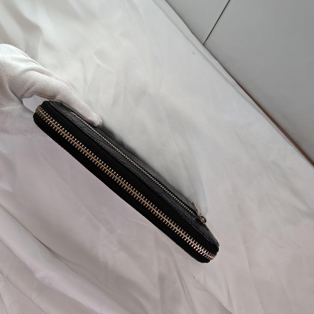 極美品　A.D.M.J. クロコ型押し THE Bee ラウンドジップ 長財布