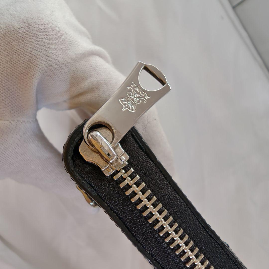 極美品　A.D.M.J. クロコ型押し THE Bee ラウンドジップ 長財布