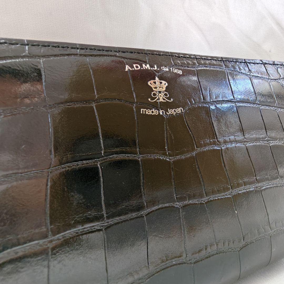 極美品　A.D.M.J. クロコ型押し THE Bee ラウンドジップ 長財布