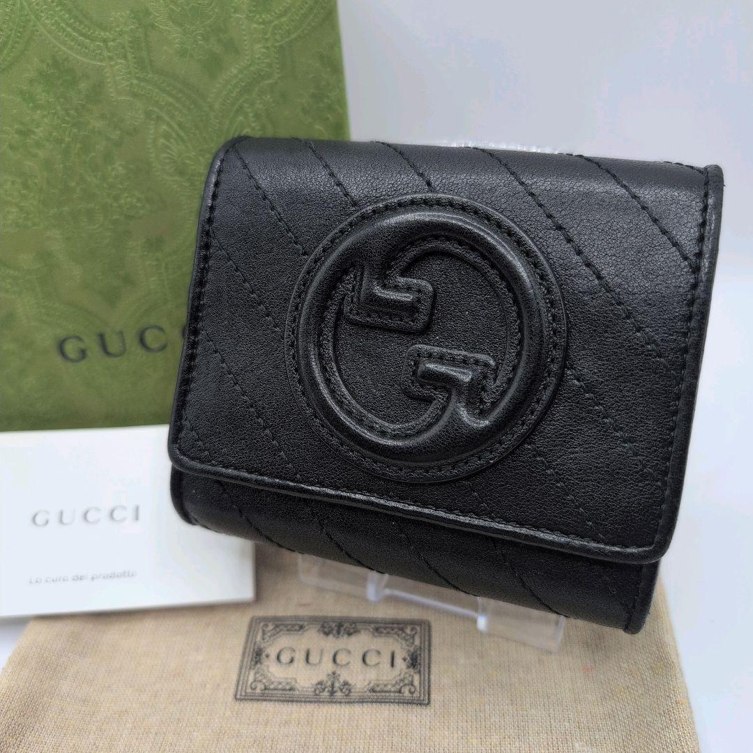 極美品✨️GUCCI 二つ折り財布 ブロンディ レザー ブラック 付属品付