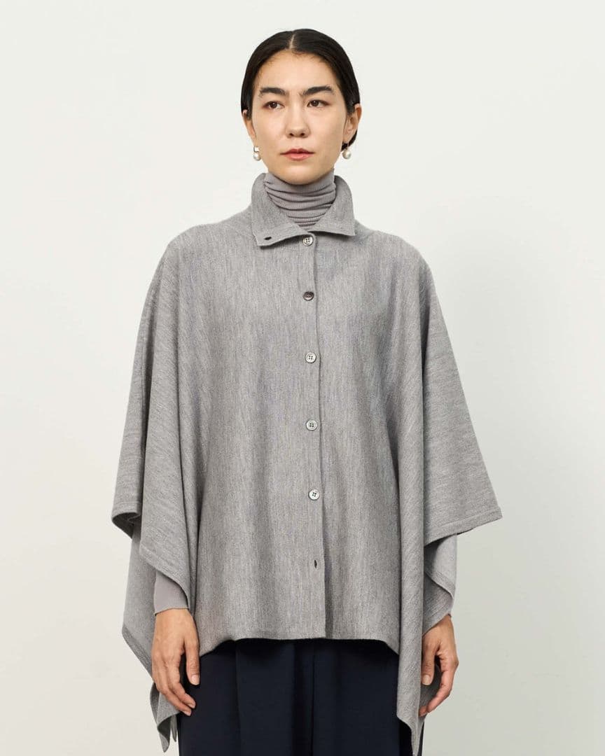 ソージュ soeju ケープニット　ウール混2wayカーディガン　グレー