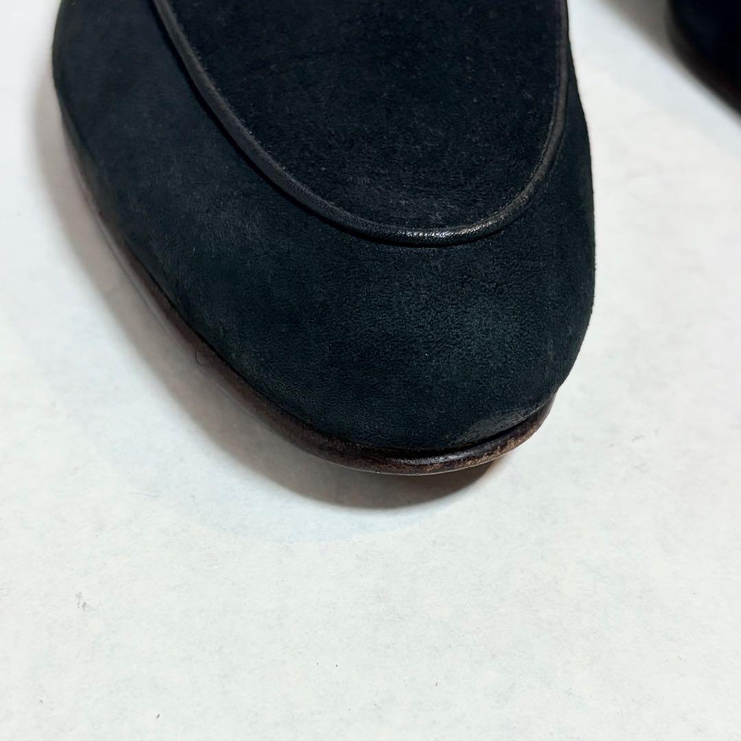 京都革靴老舗店EVANSオリジナル スエード スリッポン 黒 高級 ローファー