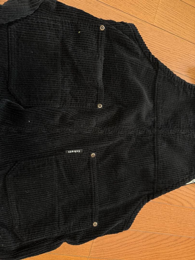 Schott ブラック コーデュロイ サロペット