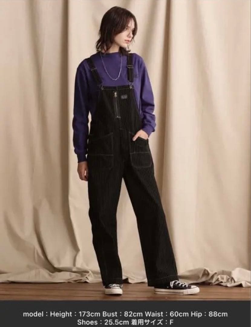 Schott ブラック コーデュロイ サロペット