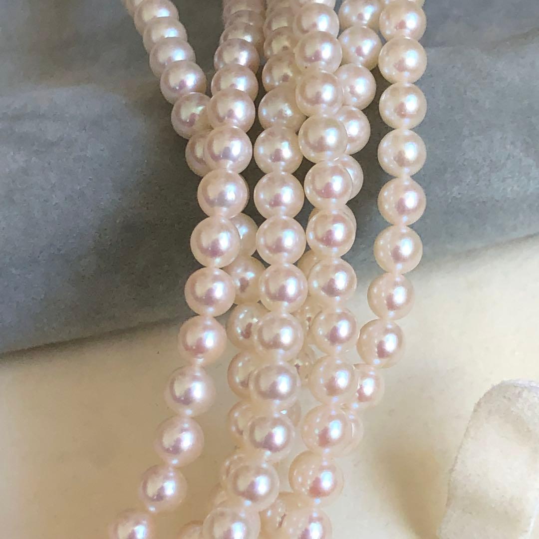 アコヤ真珠 ベビーパール 3連 ロングネックレス