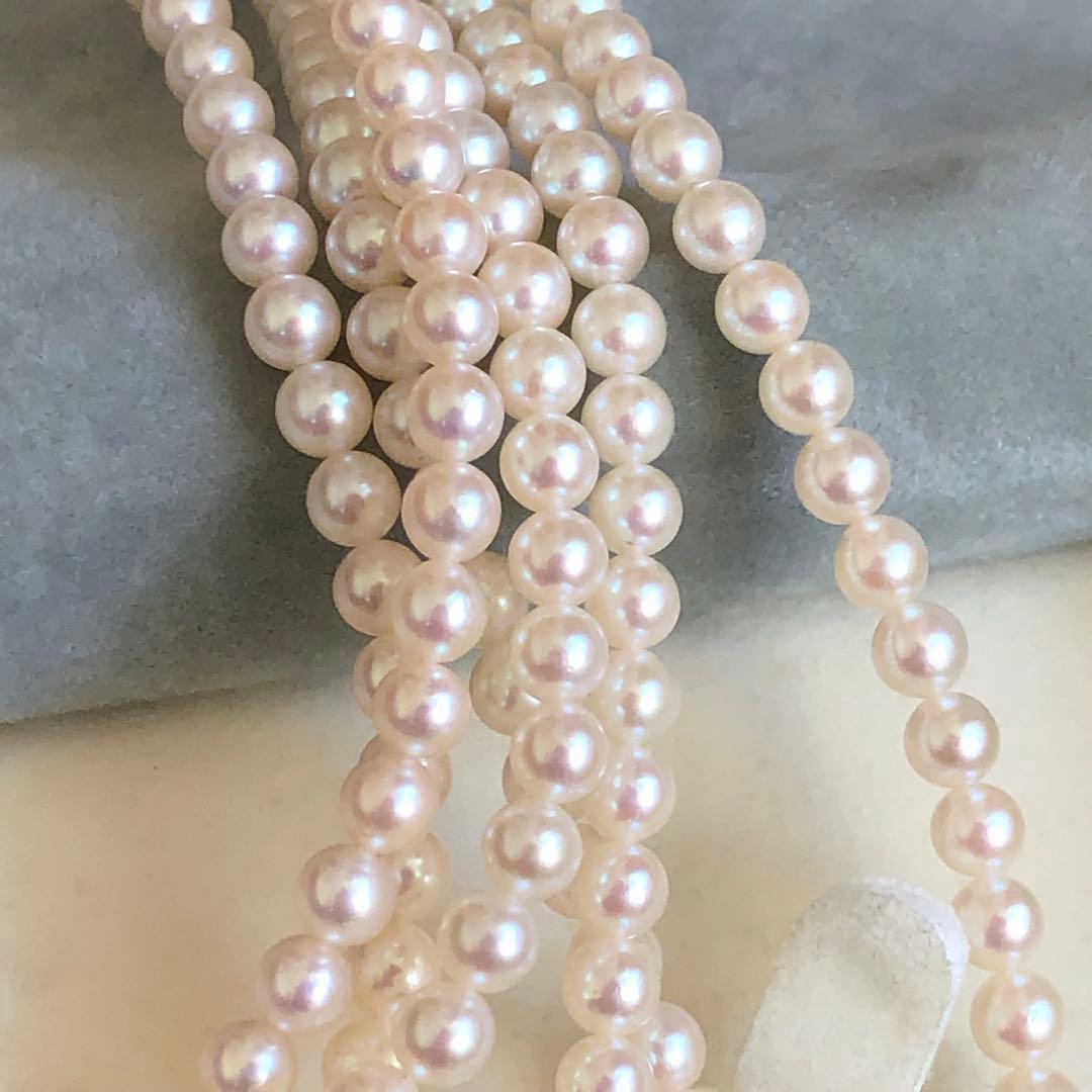 アコヤ真珠 ベビーパール 3連 ロングネックレス