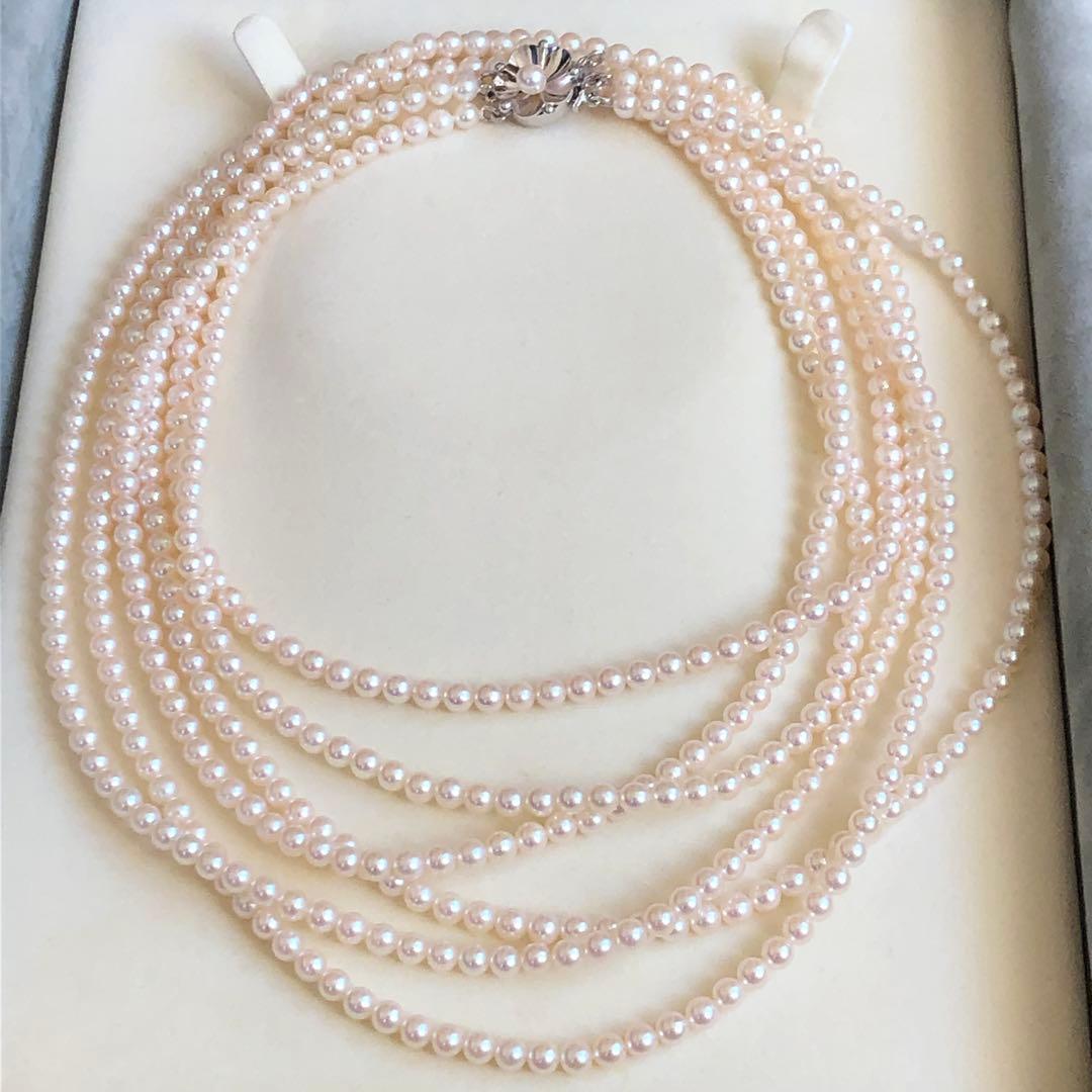 アコヤ真珠 ベビーパール 3連 ロングネックレス