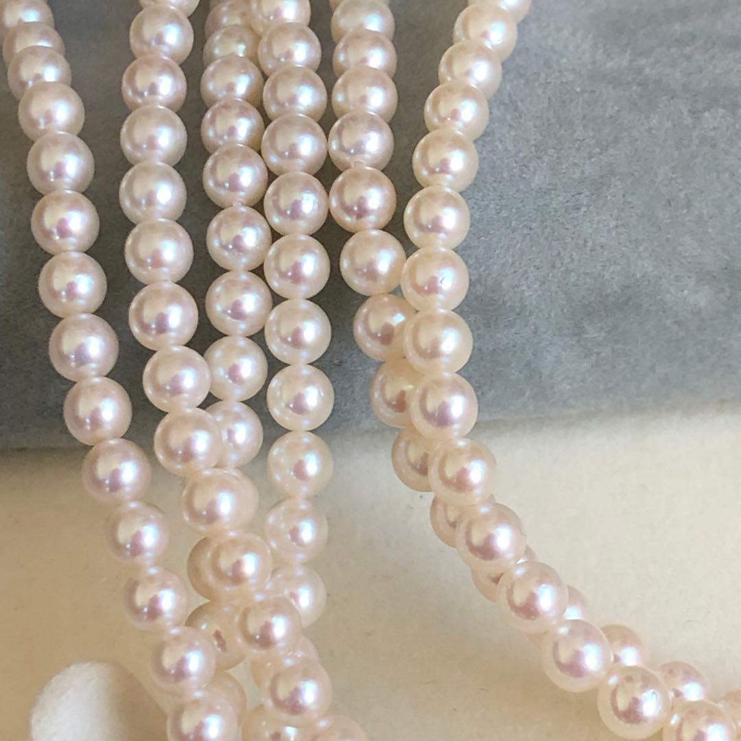 アコヤ真珠 ベビーパール 3連 ロングネックレス