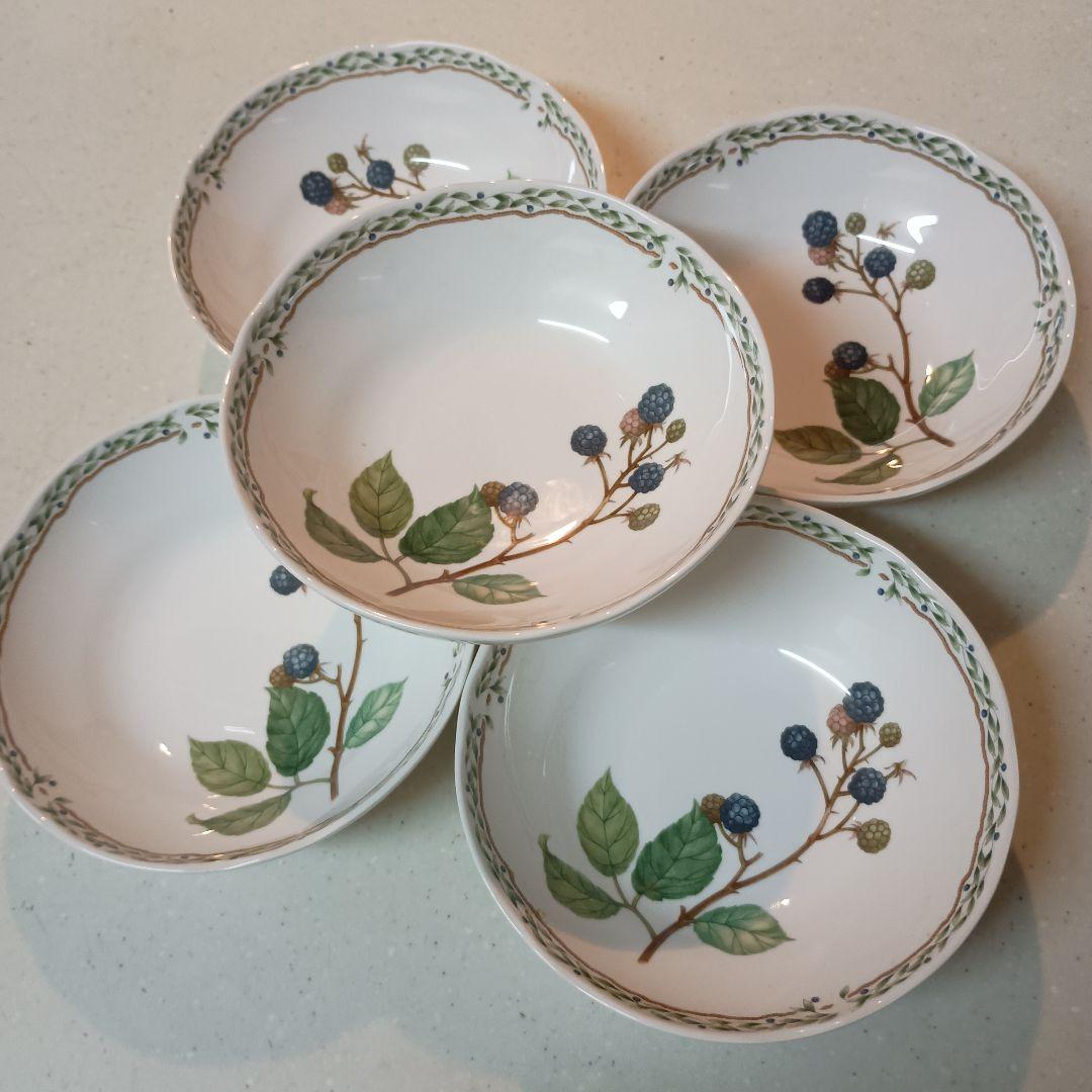 ラスト5枚！ノリタケロイヤルオーチャードフルーツボウル5枚組　ブラックベリー