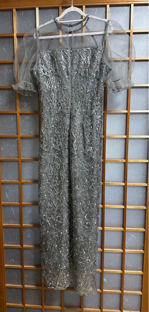 leja チュールフラワースパンコールIラインワンピースドレス