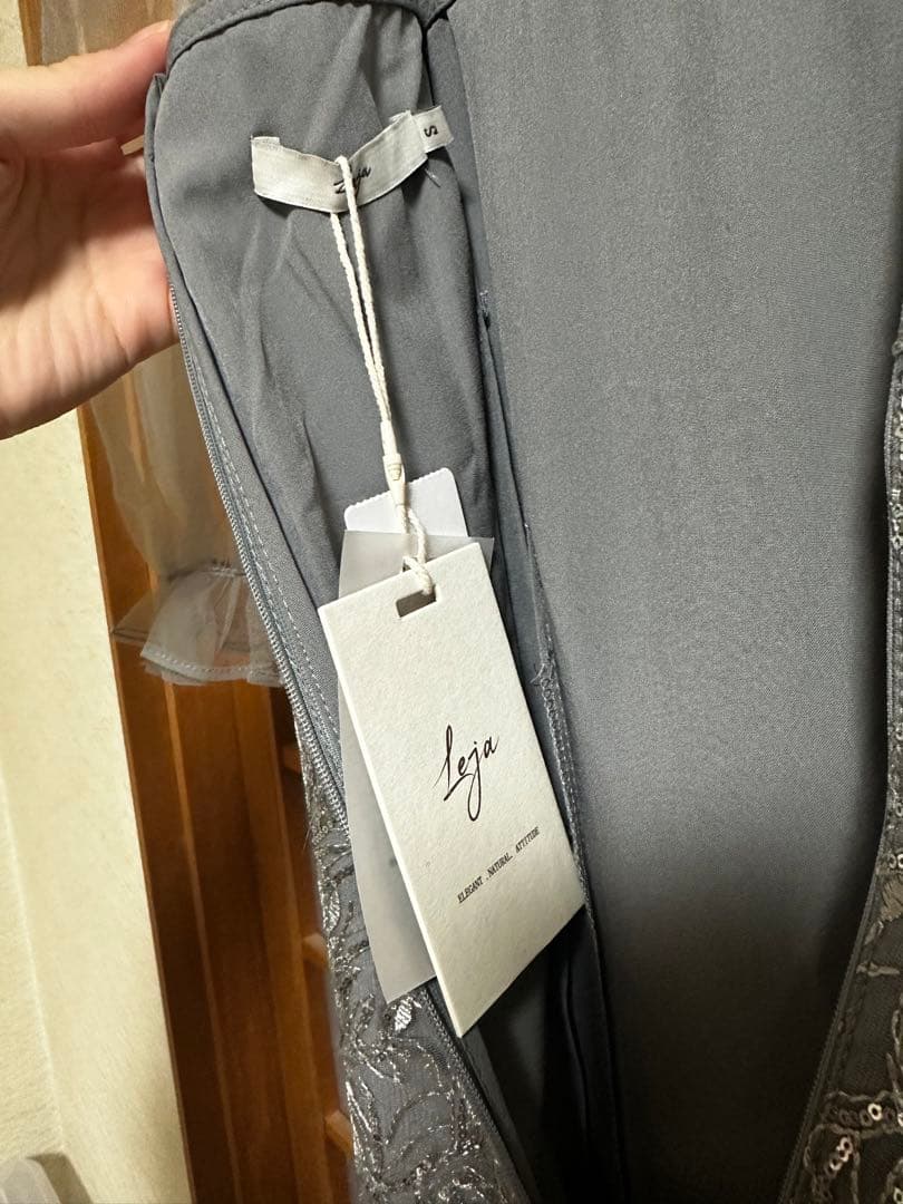 leja チュールフラワースパンコールIラインワンピースドレス