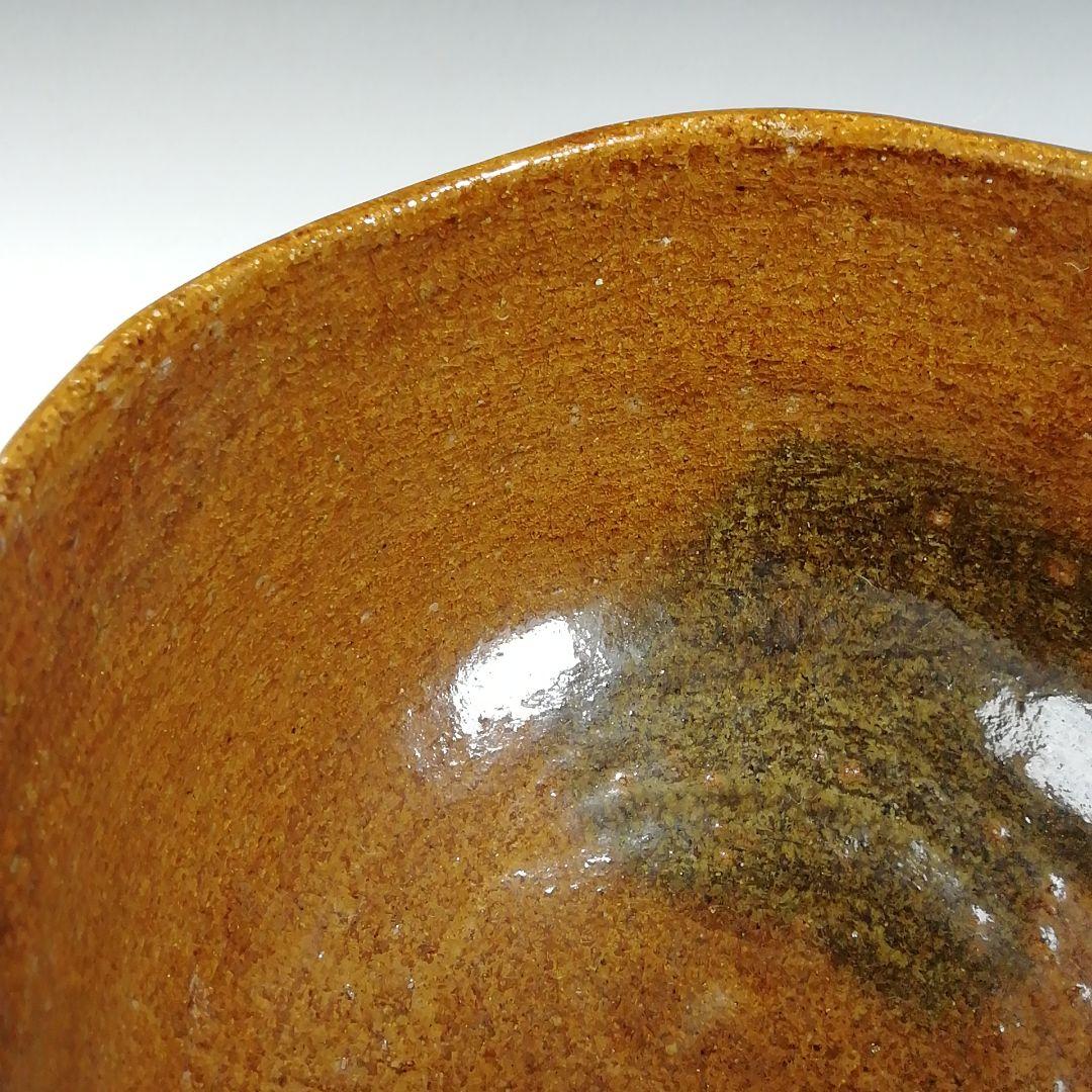 Ｗ１８７　茶碗　『飴釉　大樋茶碗』『龍の絵』『大樋長阿弥 造』　共箱　茶道具