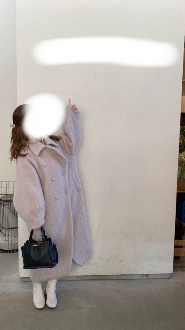 Ameri VINTAGE ウールモヘヤ ロングコート S ライトグレー