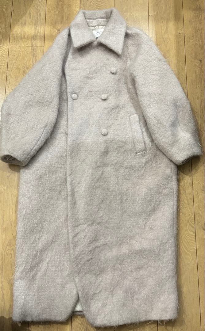 Ameri VINTAGE ウールモヘヤ ロングコート S ライトグレー