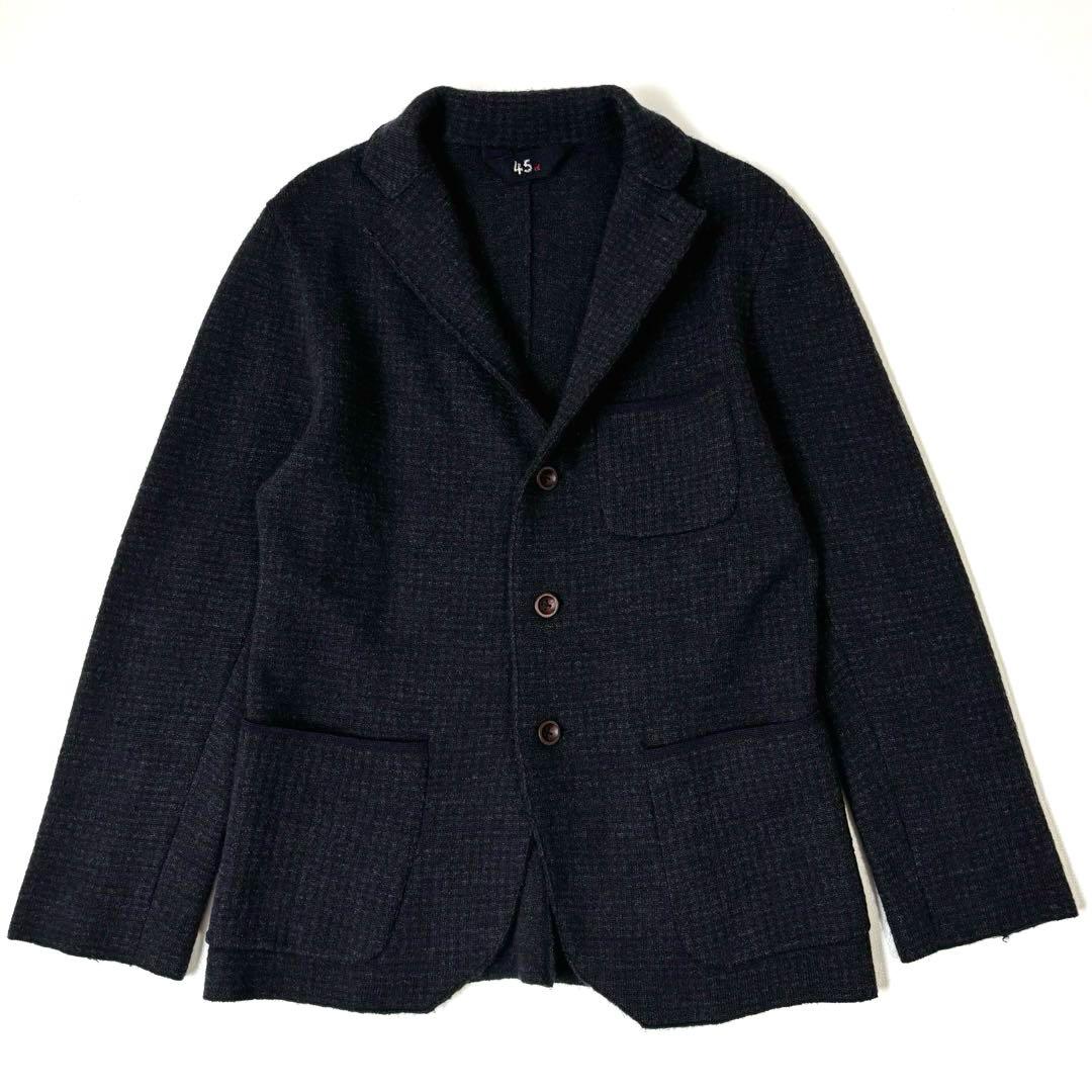 45R ウール ニットジャケット 2 チェック テーラード