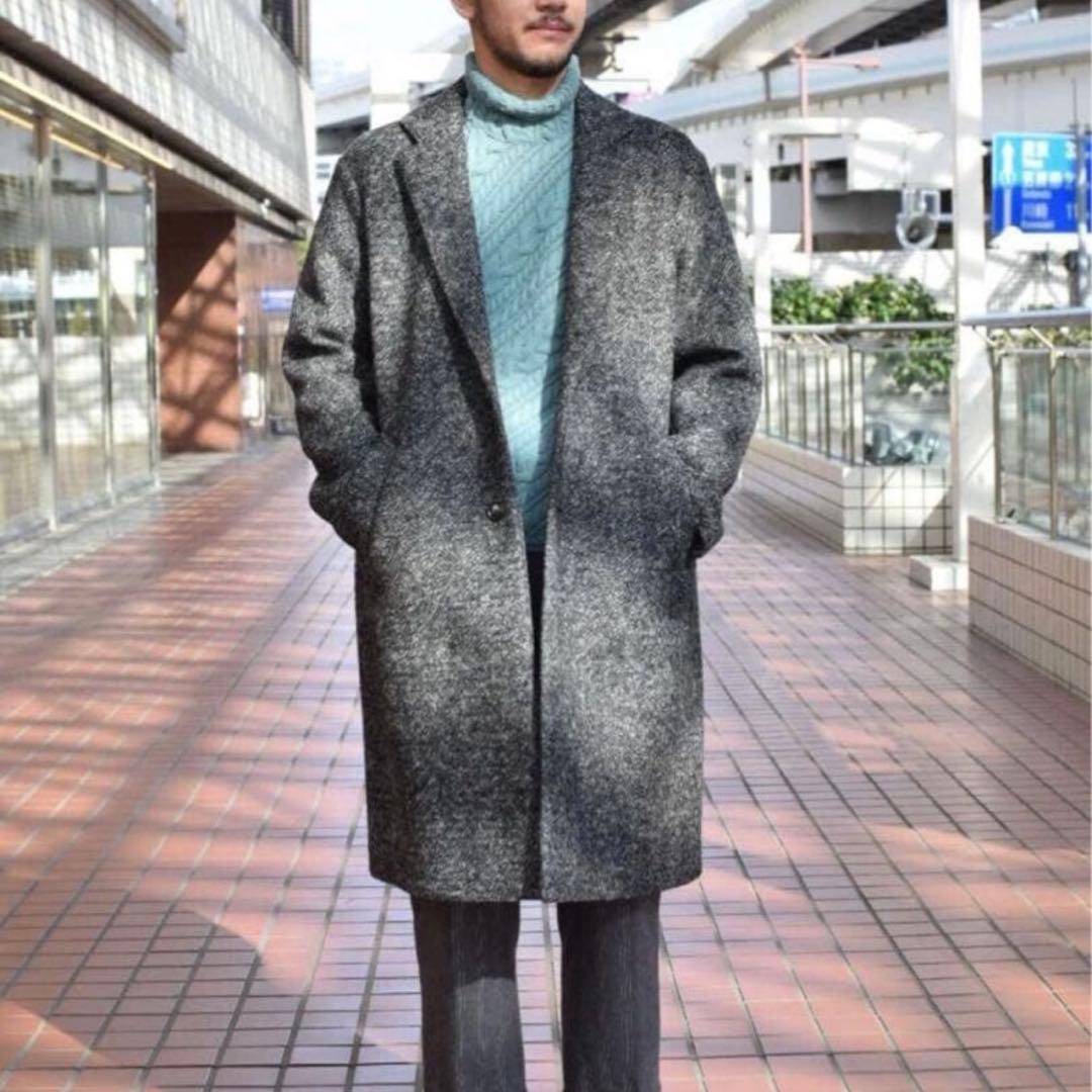 美品 L ユナイテッドアローズ ボンディング チェスターコート ヘリンボーン