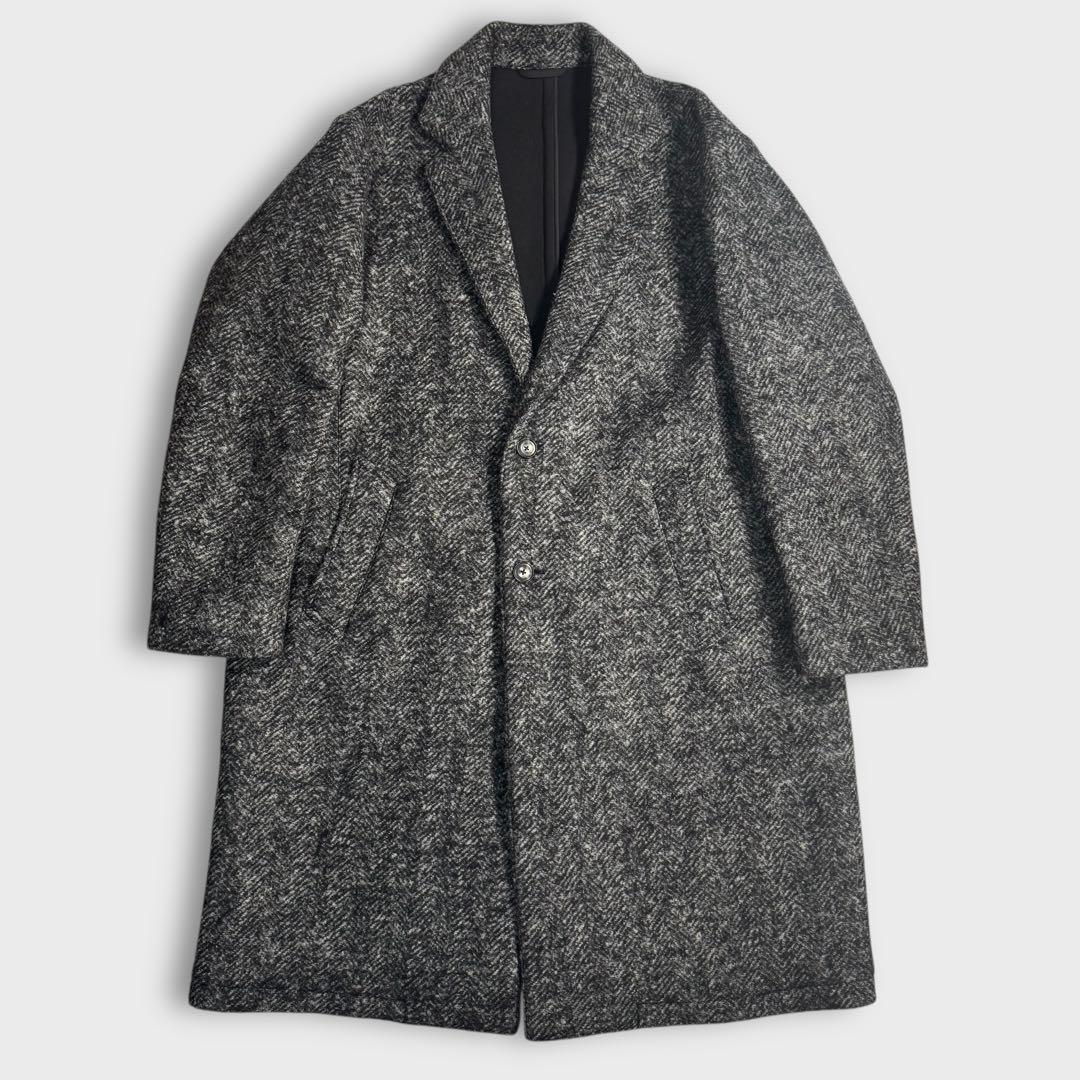 美品 L ユナイテッドアローズ ボンディング チェスターコート ヘリンボーン