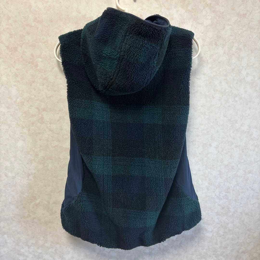 ROSASEN アウター 蓄熱 保温 撥水チェック柄ボアリバーシブルベスト