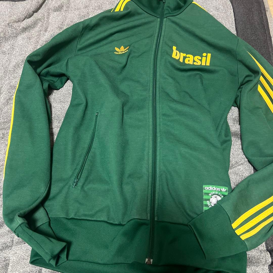 adidas ブラジル代表ジャケット 緑　　ジャージ　古着　サッカー　フットサル