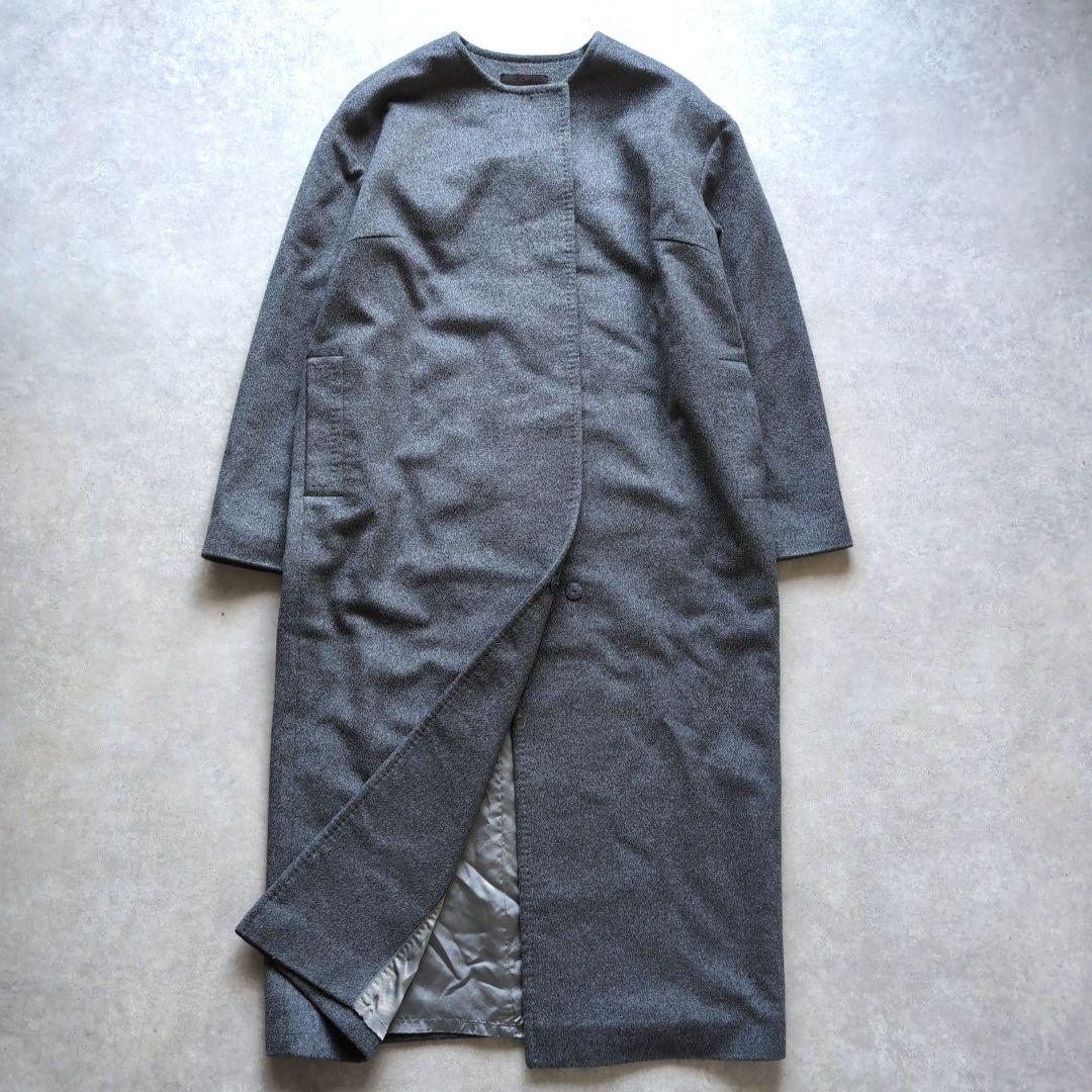 トゥモローランドコレクション カシミヤノーカラーコート ロング丈 36