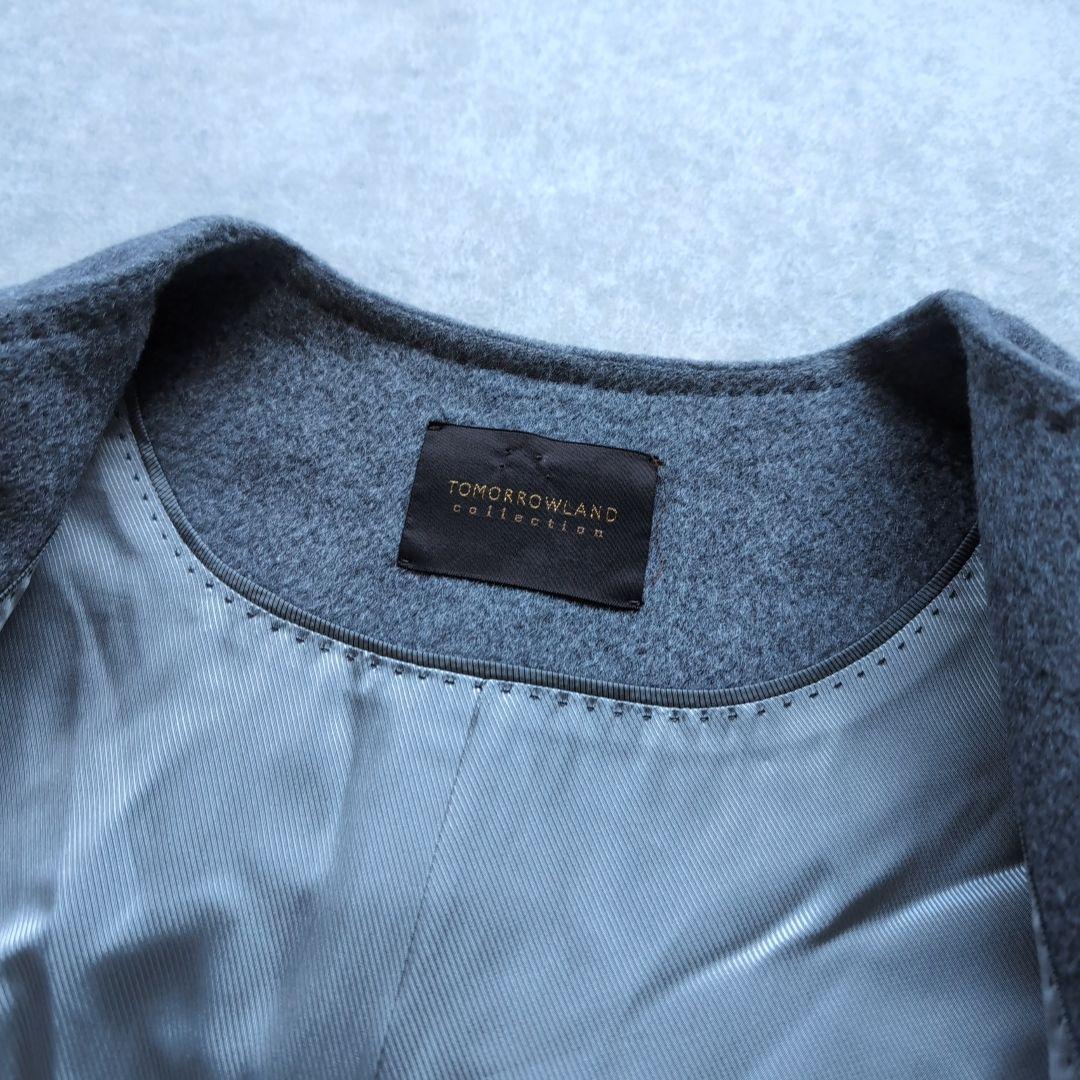 トゥモローランドコレクション カシミヤノーカラーコート ロング丈 36