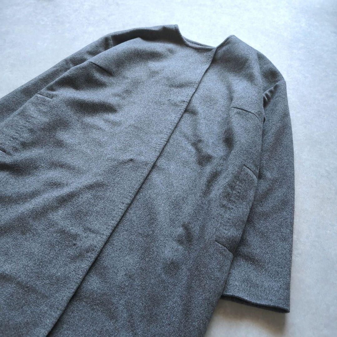 トゥモローランドコレクション カシミヤノーカラーコート ロング丈 36