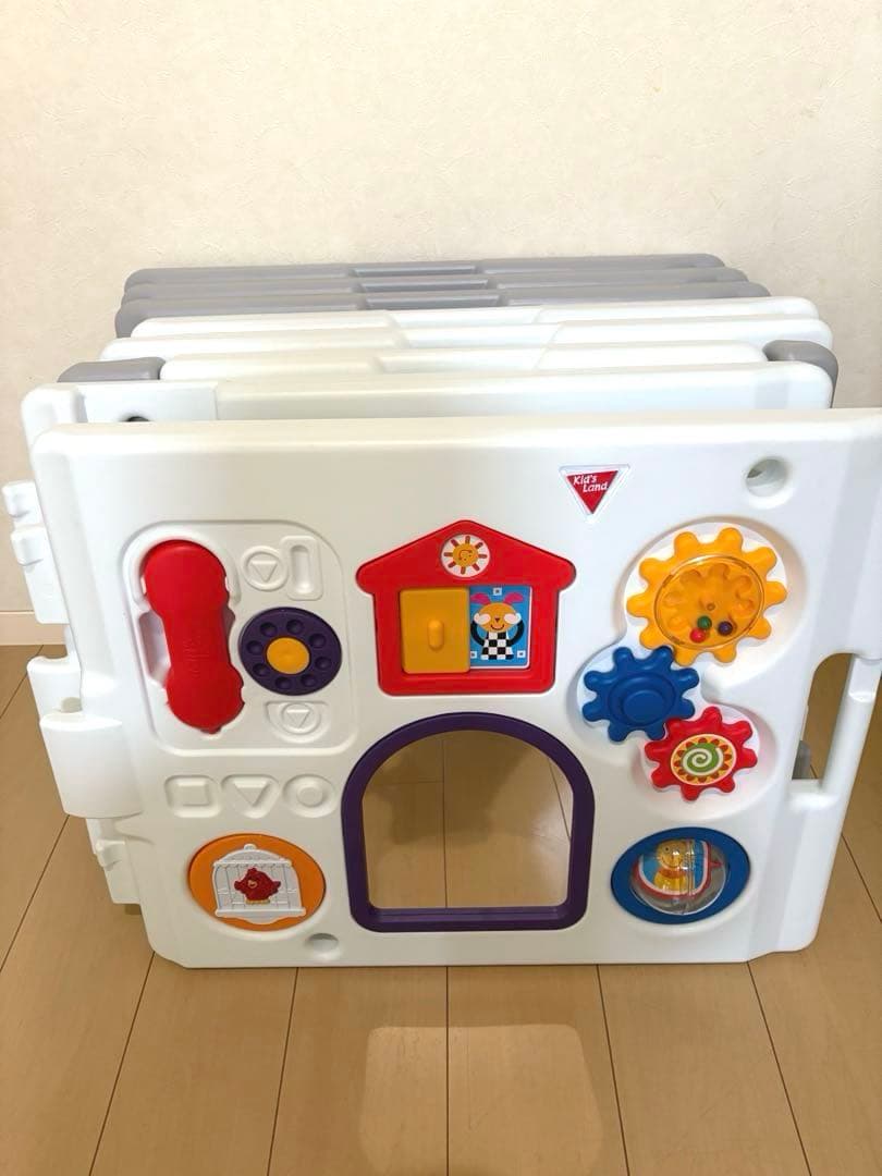 日本育児 ベビーサークル 8枚　ミュージカルキッズランドDXⅡ グレー&ホワイト