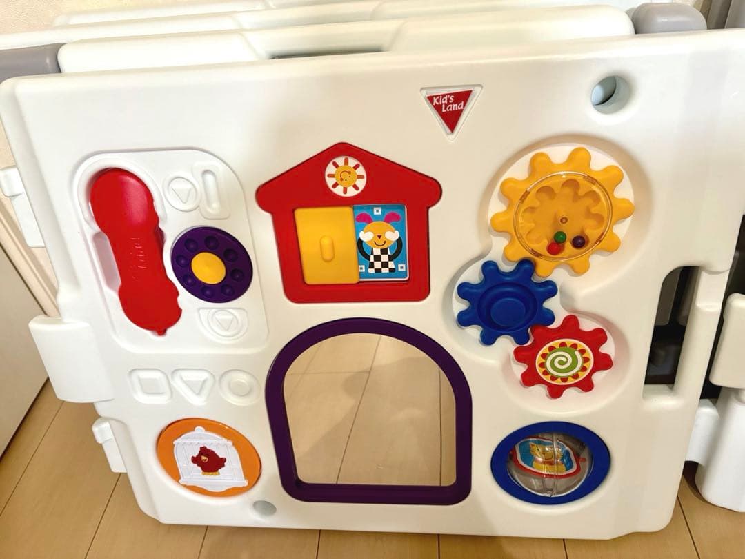 日本育児 ベビーサークル 8枚　ミュージカルキッズランドDXⅡ グレー&ホワイト