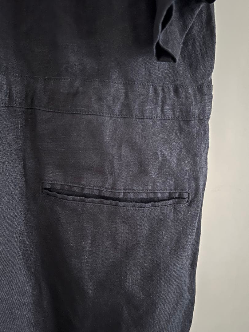 “ソラモナポッシェ”リネンオールインワンサロペット・ブラック・未使用品