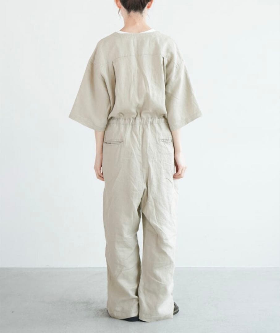 “ソラモナポッシェ”リネンオールインワンサロペット・ブラック・未使用品