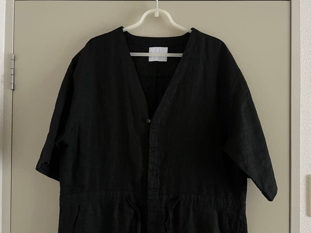 “ソラモナポッシェ”リネンオールインワンサロペット・ブラック・未使用品