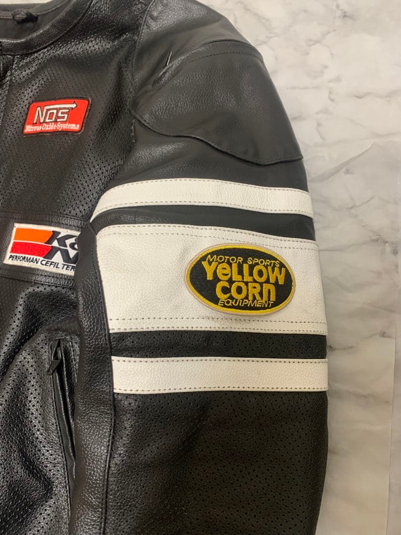 【激レア古着】パンチング　リアルレザー　レーシングライダースジャケット　XL