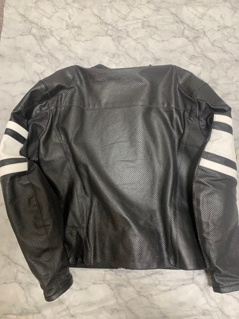 【激レア古着】パンチング　リアルレザー　レーシングライダースジャケット　XL