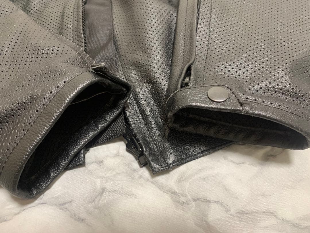 【激レア古着】パンチング　リアルレザー　レーシングライダースジャケット　XL