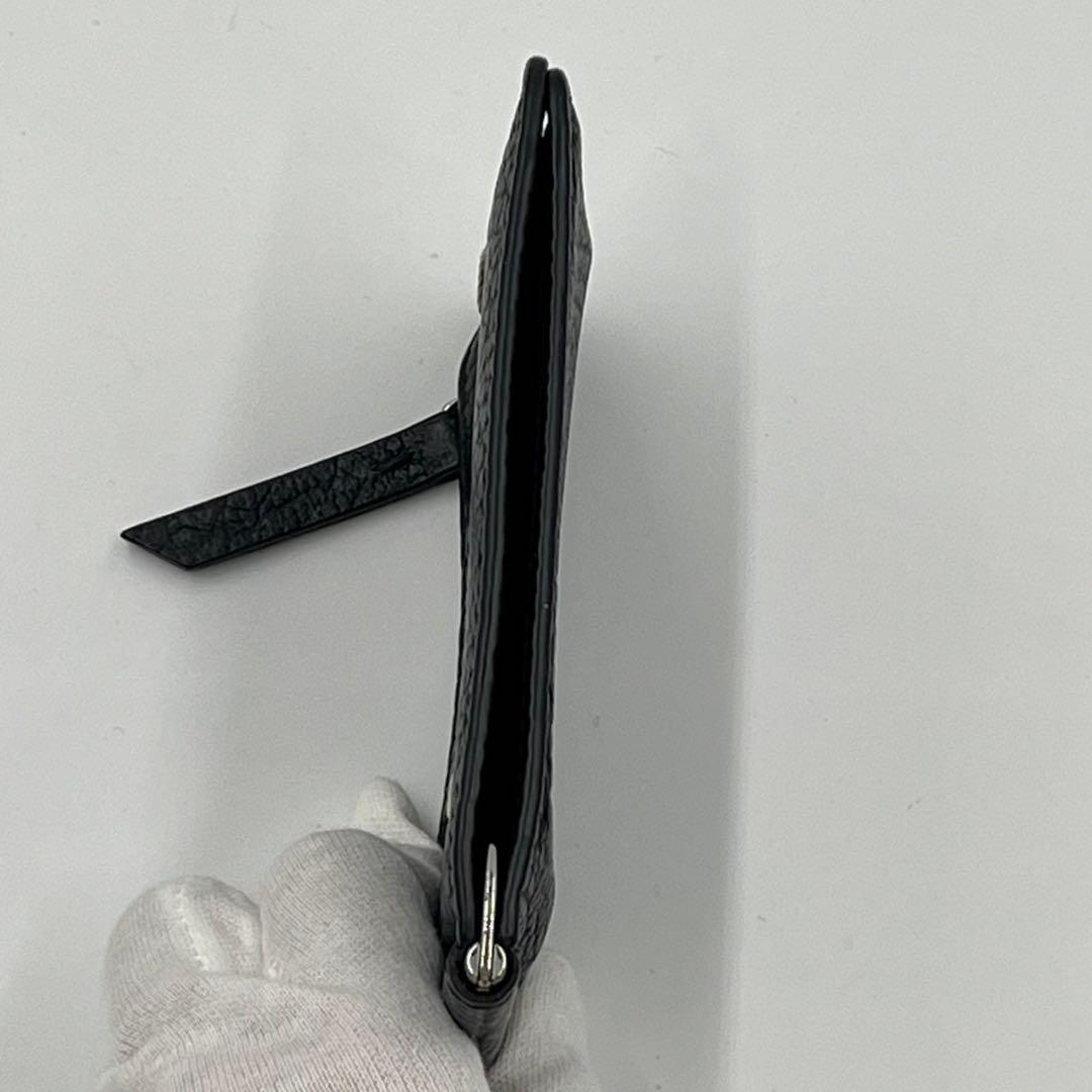 美品✨ メゾンマルジェラ　マネークリップ　折り財布　シボ革　ステッチ　黒